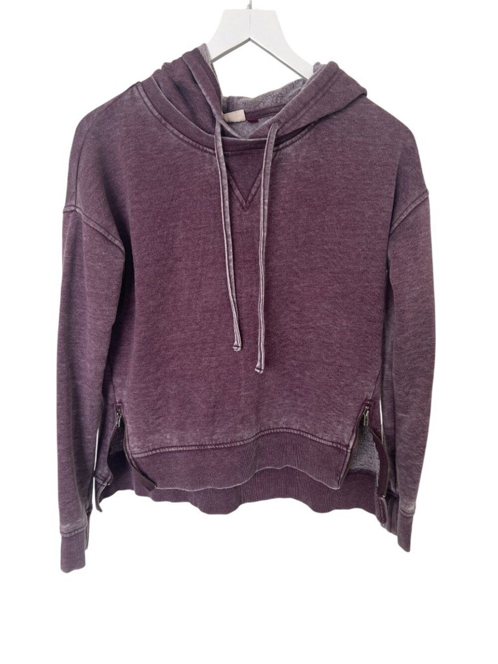 So Perfectly Soft Side Zip Hooded Sweatshirt Wine Acid Wash